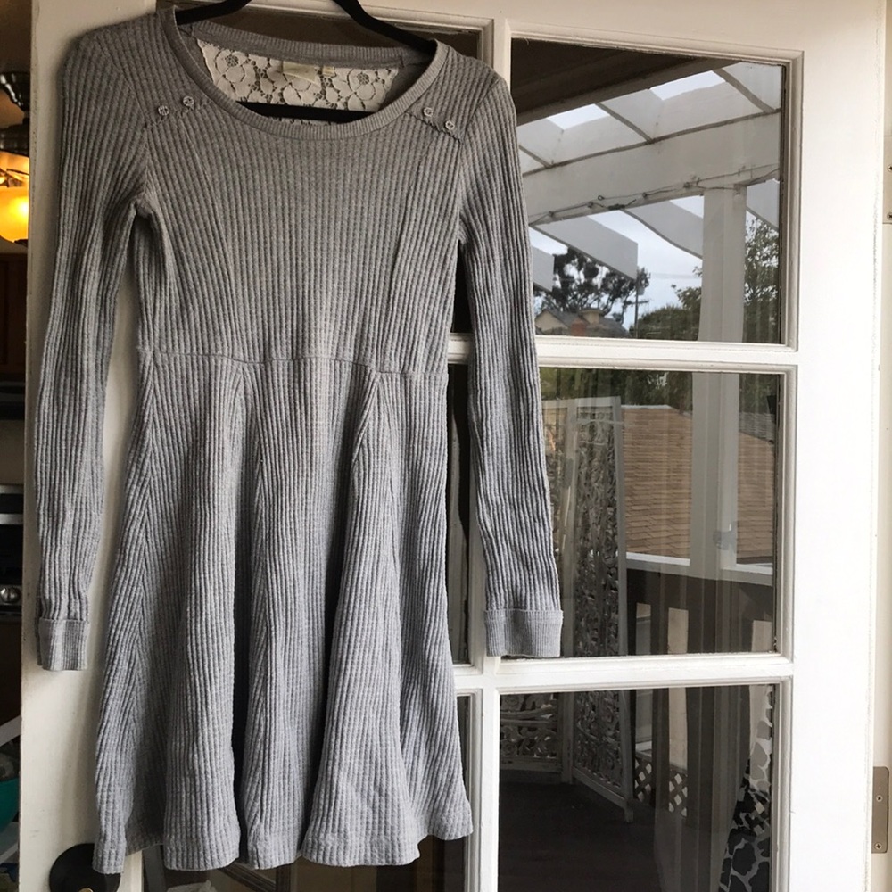 Anthropologie Grey Waffle Knit Dress
